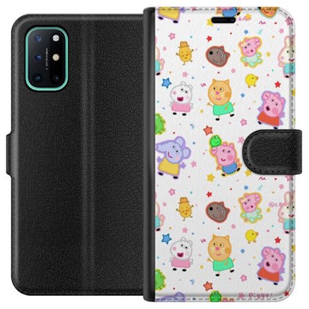 Kompatibel Tegnebogsetui til OnePlus 8T Farverige tegneserie dyrekarakterer i en legende stil med stjerner og prikker på en lys baggrund