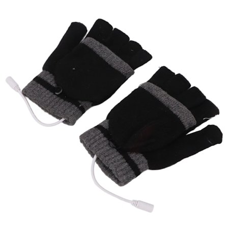 Varmehansker med hele og halve fingre, USB, fingerløse strikkehansker, elektriske laptop-hansker for vinteren