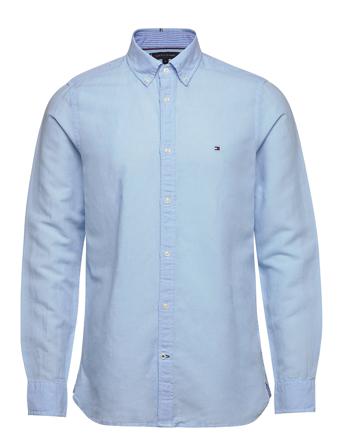 Slim Garment Dyed Co/Li Shirt Skjorte Uformell Blå Tommy Hilfiger