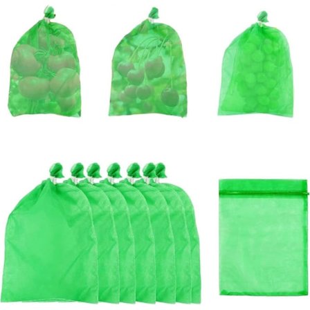 100 stk. Organzaposer med snøre - 20 x 30 cm - til vindruer - Beskyttelse mod kirsebærfluer, hvepse og fugle (mosgrøn)