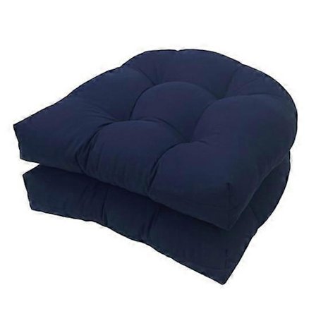 2 stk. Udendørs Puder Vandtætte U-formede Overfyldte Hynder Tyk Bomuldsfyld Let at Rengøre Terrassepude til Stue marineblå navy blue