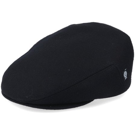 CTH Ericson - Edward Sr. Melton Black Flat Cap Flatcap Black Cap - @ Hatstore