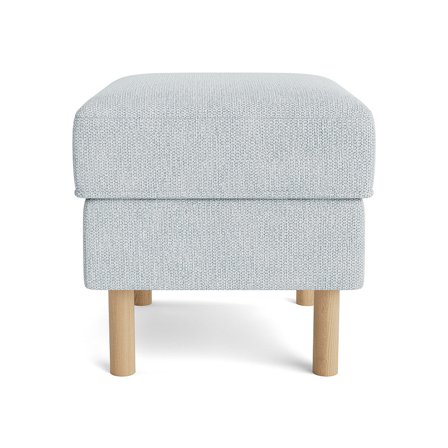 Lumo Pouf in Aragon Kristallblau, moderner Polsterhocker im skandinavischen Design, bequeme Sitzgelegenheit für das Wohnzimmer, Höhe 43cm.