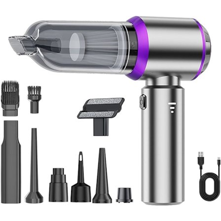 Blæser & Støvsuger, Tre Hastighedsjusteringsfunktioner, Bærbar & Genopladelig Håndholdt Ledningsfri Støvsuger til Bil, Høj Sugeevne