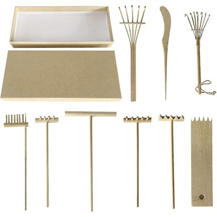 9 st Mini Zen-trädgårdsräfsor Avslappning Naturlig Bambu Sandlåda Lek Fidget Leksak Meditation Sand Zen-trädgårdsverktyg
