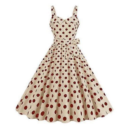 Dame Vintage Kjole 50-talls Retro A-linje Stor Swing Ermeløs Prikket Trykk Kontrastfarge Elastisk Byste Høy Stram Midje Ryggløs Knelang Kveld