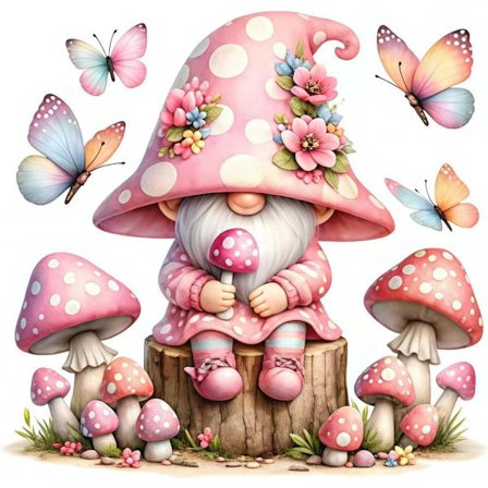 Diamantmålning – 5D DIY Väggdekor (30×30 cm), Tomte & Svampmotiv