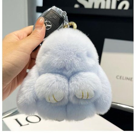 Blød Fluffy Kanin Nøglering Sød Plys Kanin Nøglering Plys Kanin Nøglering Kunstig Pels Nøglering Pompom Nøglering Dekoration