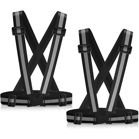 2-pak reflekterende vest/sele til løb og cykling - sort