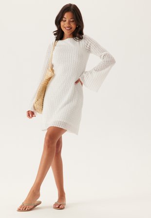 Bubbleroom - Deep Back Short Structured Dress - White - Kläder