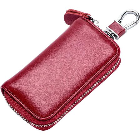 Nahkainen avainkotelo, nahkainen avainkotelo autoavaimen renkaalla (viininpunainen)