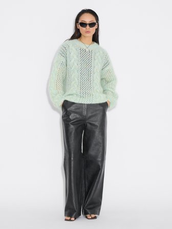 Holzweiler Mohair-Mix Cable Knit Crew - Green Mix - Women's - XXS