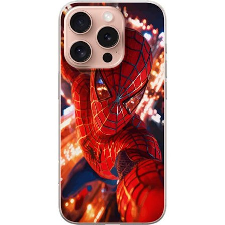 Yhteensopiva Puhelinkuori Apple Apple iPhone 16 Pro Spider Man intensiivisessä toiminnassa välkkyvien valojen ja dynaamisen perspektiivin kera eloku