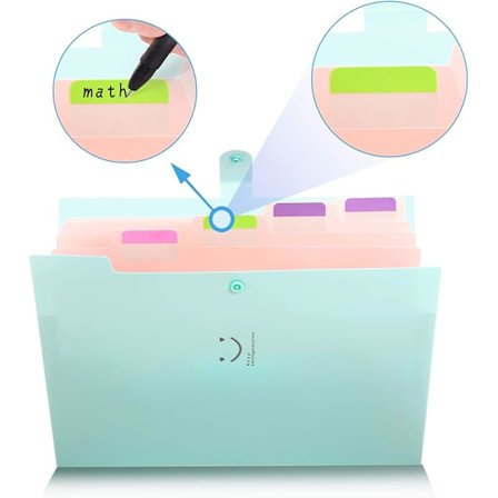 Smiley Green, A4-mappe med flere rum, 32,5*24cm, vandtæt