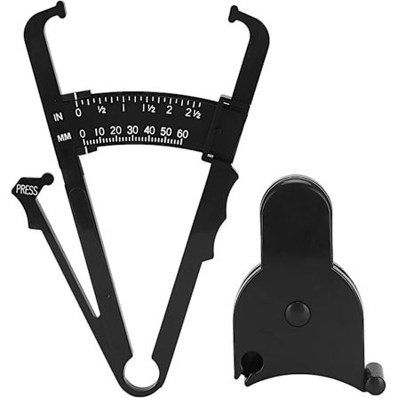 Kroppsfettkaliper, Kroppsmålingsenhet 150cm/60in Kaliper Måleverktøy for Fitness Vekttap, Svart (metriske og britiske fettkaliper)