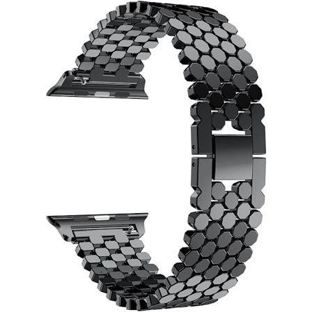 Svart - Rem til Apple Watch 38mm, rustfritt stål iWatch-rem 8mm, Smartwatch-rem til Apple Watch Series 3/2/1 38mm.