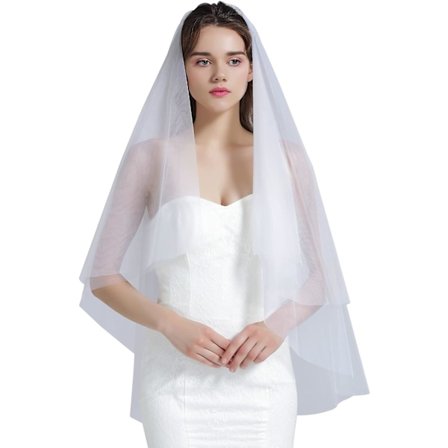 Bryllupsslør Fantasy Vanndråpe Blush 2 Lag Enkelt Kort Slør Klippet Kant med Metallkam Albue Fingerspisslengde Elfenben