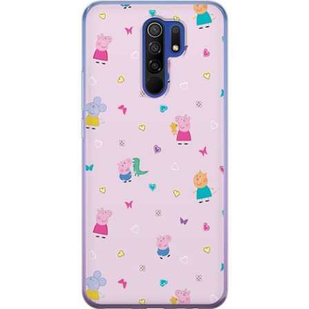 Yhteensopiva Puhelinkuori Xiaomi Redmi 9 Äiti Porsas vauvan rakastava Peppa Pig -kuvitus pehmeissä väreissä lapsiaiheisiin
