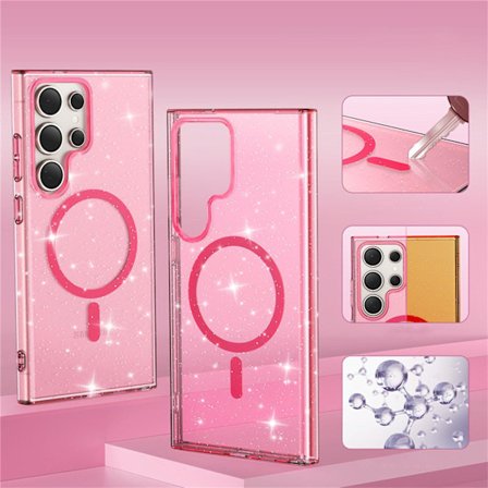 Magneettinen Glitter Läpinäkyvä Kotelo Samsung Galaxy S24:lle, Kestävä Bling-Kotelo TPU-Puskurilla, Iskunvaimennus, Puhelimen Kotelo Yhteensopiva 