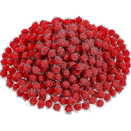 600 stj 600 stj jul glitter pom poms konst och hantverk gör bollar kompatibla julhantverk gör festtillbehör (röd)