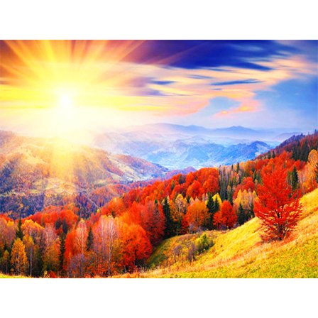 30x40cm 5D DIY Diamantmaleri Full, Fjell og Blomster#M, DIY