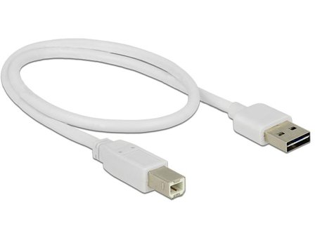 Delock Cable EASY-USB 2.0 Type-A male > USB 2.0 Type-B male 0,5 m white