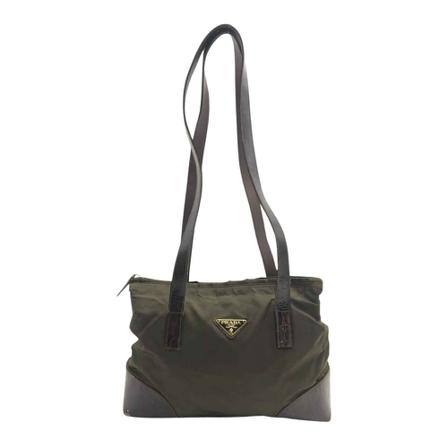 Prada Vintage, Pre-owned Part-Leather Shopper Groen, Dames, Maat:ONE Size