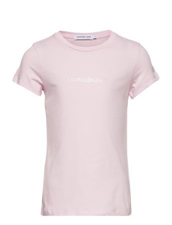 Metallic Chest Logo Slim Top Pink Calvin Klein