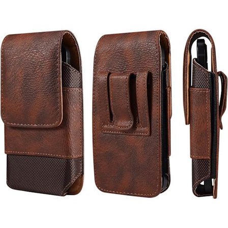 Bæltetaske til mænds telefon Brun, Universal læder telefon bæltetaske Sports Fanny Packs Bærbar pung