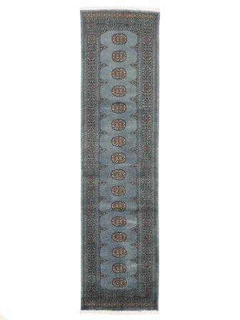 Orientalisk Pakistan Bokhara 3Ply 76X292 Hallmatta Mörkgrå/Svart Ull, Pakistan