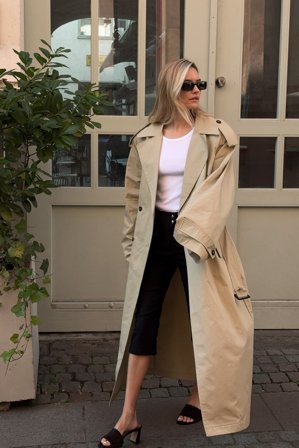 NA-KD Oversized klassisk trenchcoat - Trenchcoats - Beige - EU 40