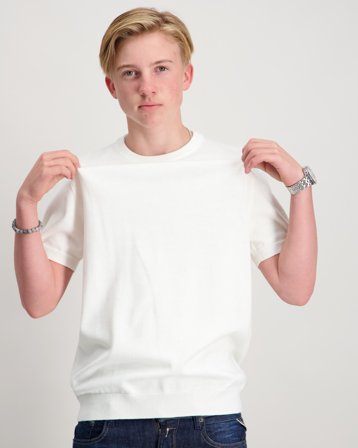 RYVLS Fine Knit Tee Cremefärgad Tröjor Kille - Kids Brand Store