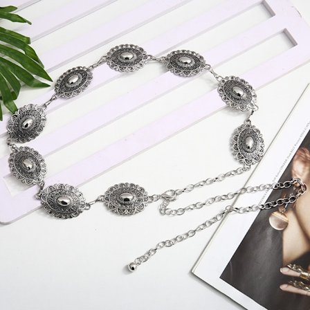 Dame Western Metal Concho Bælte Denim Boheme Taljekæde Egnet til Kjole Jeans