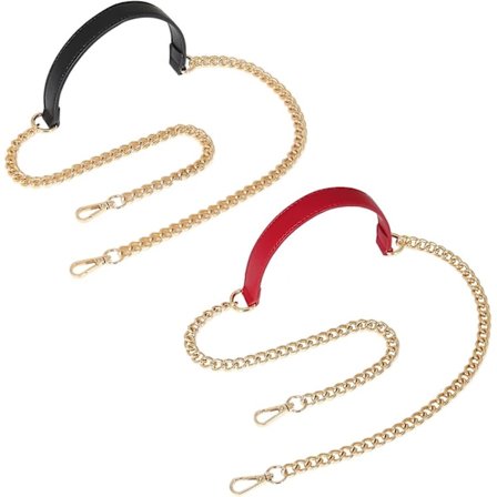 2-pack kedjesaxelremsväska, metallkedja, axelrem, PU-läder, ersättningskedja, guld