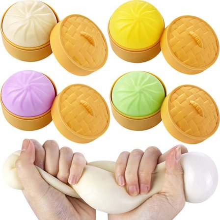 Mini Dumpling Squishy, Dumpling Stress Ball Fidget Toy Höyrytetty Täytetty Pullapitko Purista Stressilelu, Taikinapallot Squishy Dumpling Fidget Sens,