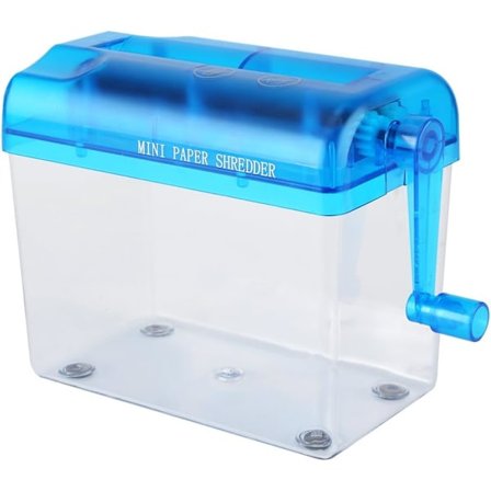 Bærbar Manuel Papir Makulator Håndsving Makulator Puder til Makulering og Hemmeligholdelse af Dokumenter og Noter (Blå)