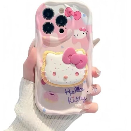 Kawaii iPhone Cover - Sødt Kattegnet TPU Telefon Cover med Airbag Stand, Designet til Piger og Kvinder iPhone 13 Mini