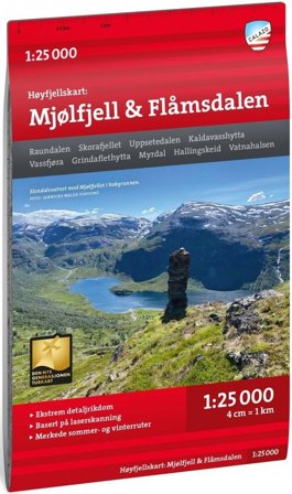 Calazo Høyfjellskart Mjølfjell & Flåmsdalen 1:25.000