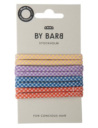 By Barb | Hair Ties Squared Pattern Multicoloured 8-Pack, Recycled Material | ONE SIZE