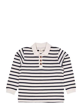 Striped Pique Polo W. Ls Tops T-shirts Polo Shirts Long-sleeved Polo Shirts Cream Copenhagen Colors