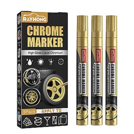 Renkaiden Maalauskynä Vedenkestävä Ja Nopeasti Kuivuva Autorenkaille Kumille Metallille Auton Koristeluun (Kulta)