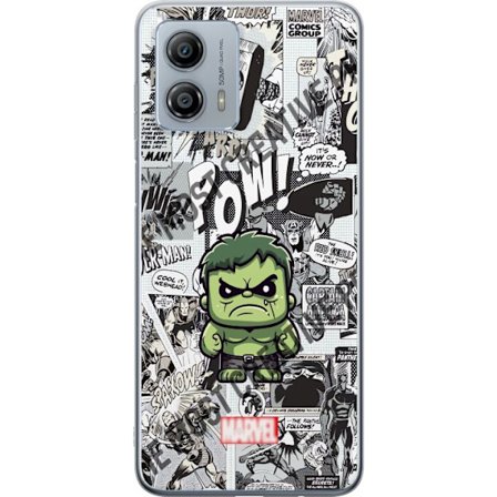 Kompatibelt Mobilskal till Motorola Motorola Moto G53 Marvel Hulk chibi design med serietidningsbakgrund kraftfullt superhjältemotiv perfekt för fan