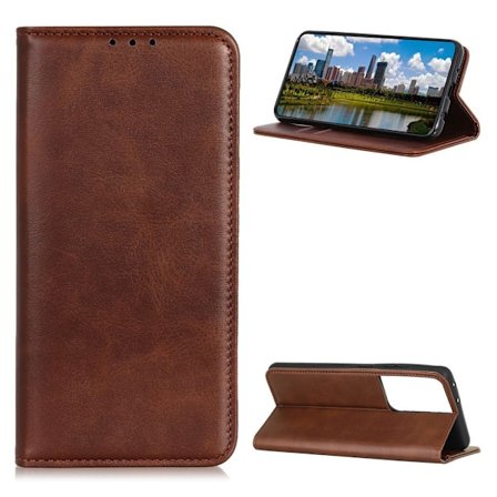 Flip Etui med Pung i Ekte Lær til Samsung Galaxy S21 Ultra - Kaffe