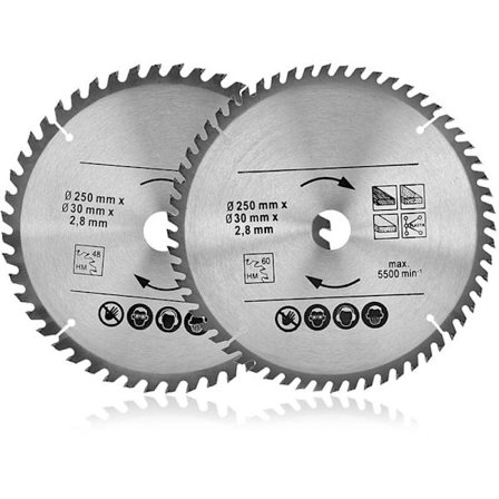 Sirkelsagblad 250mm x 30mm, 48 tenner 60 tenner karbid sagblad, for tre, plast og ikke-jernholdige metaller profesjonelt tilbehør