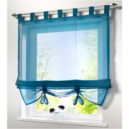 Hissgardin i europeisk stil med enfärgad design, romersk gardin för kök (blå 60*155cm)