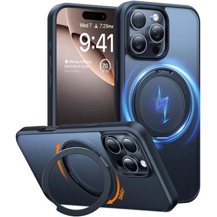 TORRAS Mobilskal till iPhone 15 Pro Magsafe Kickstand - Svart