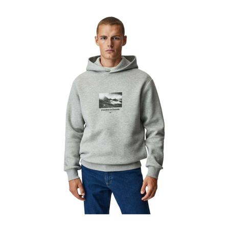 Mango Printed cotton sweatshirt Grå, Herre Hættetrøjer