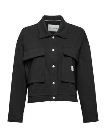 Badge Heavyweight Knit Overshirt Overshirts Musta Calvin Klein Jeans