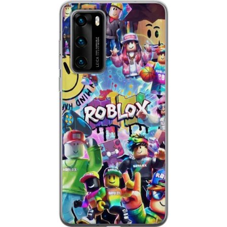 Kompatibelt Mobilskal till Huawei Huawei P40 Stor färgglad Roblox-värld med många karaktärer, energifylld gaming-illustration perfekt för barnrum