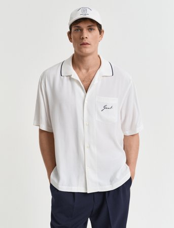 GANT Rel Viscose Ss Shirt - White - XXL